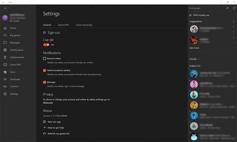 Xbox Dvr Application Settings Windows 7