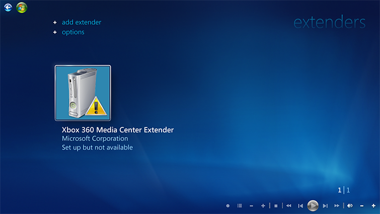 No Center Extender Support In XBOX –